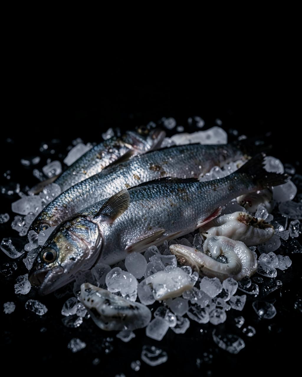 Frischer Fisch und Seafood auf Eis für die Gastronomie